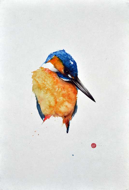Karl Martens, acquerelli di uccelli con la tecnica della calligrafia zen