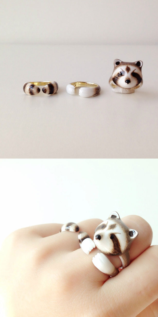 anelli combinati di design raffiguranti animali