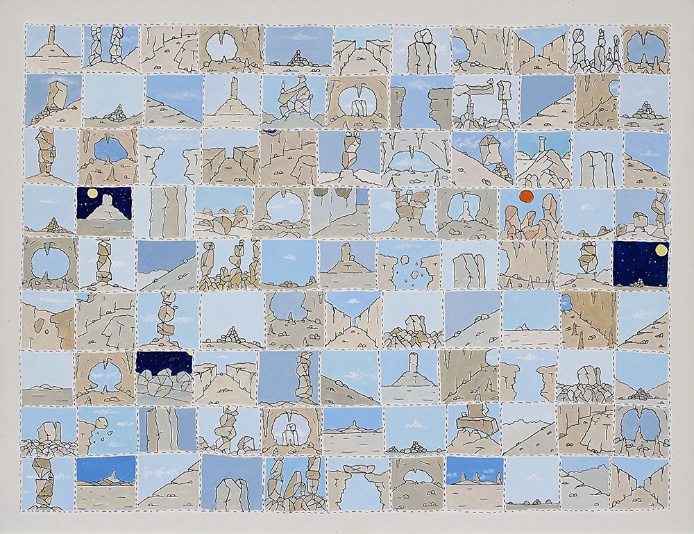 Riconoscersi nella terra, 1972, china e smalto su cartone, 27 x 35 cm