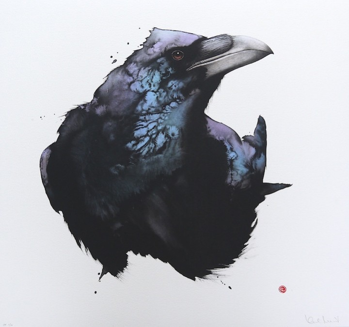 Karl Martens, acquerelli di uccelli con la tecnica della calligrafia zen