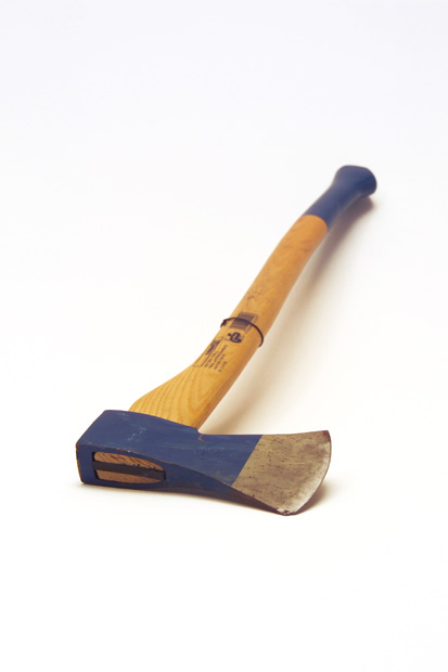 The object: ‘An ex axe’ The caption (abridged): Not knowing what to do with my anger, I finally bought this axe at Karstadt to blow off steam and to give her at least a small feeling of loss – which she obviously did not have after our break-up. In the 14 days of her holiday, every day I axed one piece of her furniture. I kept the remains there, as an expression of my inner condition. The more her room filled with chopped furniture acquiring the look of my soul, the better I felt. Two weeks after she left, she came back for the furniture. It was neatly arranged into small heaps and fragments of wood. She took that trash and left my apartment for good. The axe was promoted to a therapy instrument.